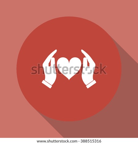 icon - hands holding heart. Flat design style