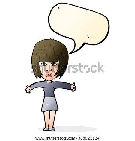 cartoon annoyed woman  with speech bubble