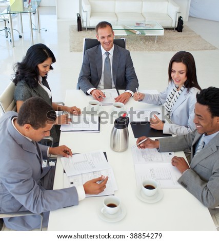 Business people discussing in a meeting a plan