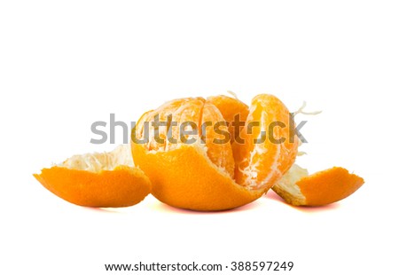 Orange Fruit  peeled off On a white background