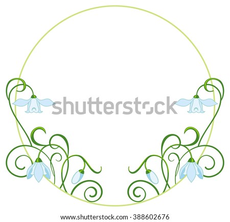 Color round frame with blue flowers