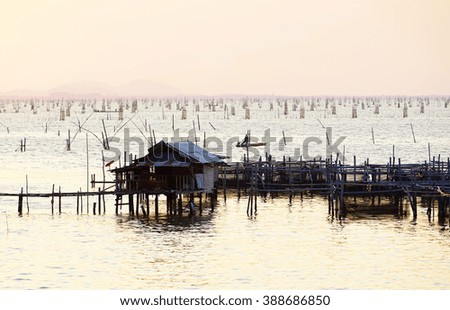 Silhouette image of sunset at Songkhla Lake:select focus with shallow depth of field:ideal use for background.