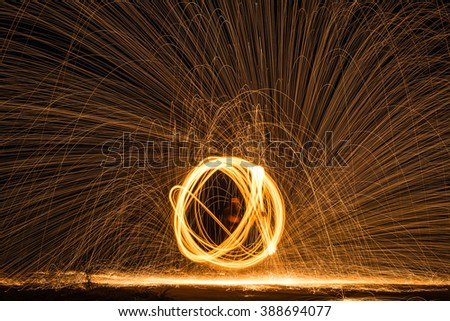 Steel wool light painting - briliant fireworks from steel wool
