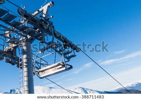 chair lift for skiing in the mountains in winter