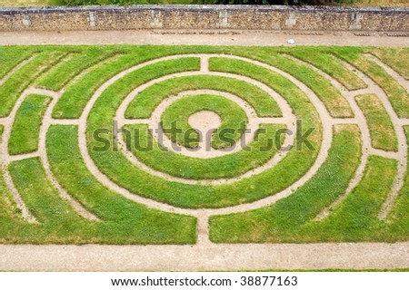 Chartres (Eure-et-Loir, Centre, France) - Circular labyrinth in a garden