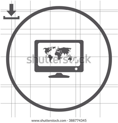 Computer and world map illustration