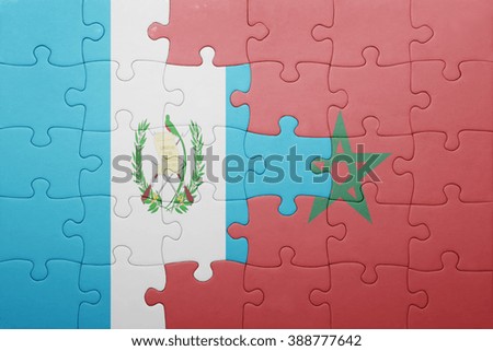 puzzle with the national flag of morocco and guatemala . concept