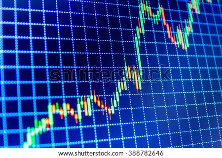 Finance background data graph. Tools of technical analysis. Professional market analysis. Share price quotes. Stock market graph on the screen. Stock market graph and bar chart price display. 