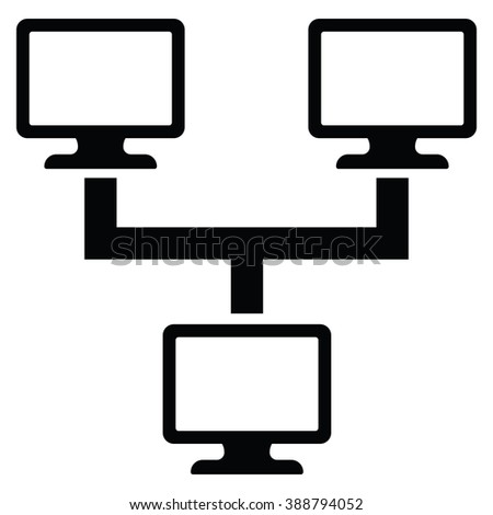 Computer connecting icon on the white background