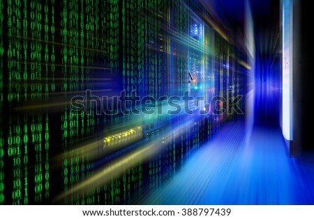 series mainframe in a futuristic representation of a matrix code Royalty-Free Stock Photo #388797439