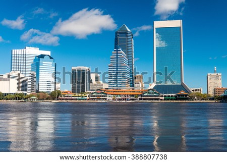 Skyline of Jacksonville against the sky, Florida.