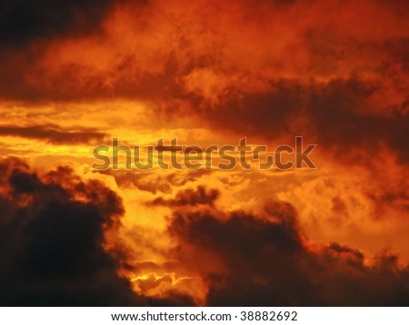 orange sky with clouds in different forms