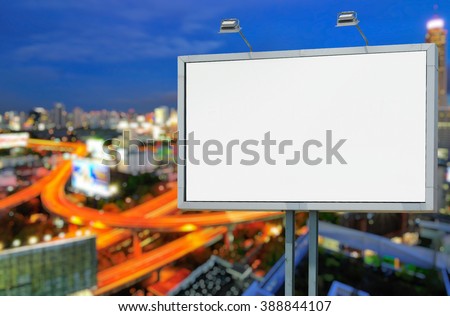 Blank billboard at cityscape , put your own text here