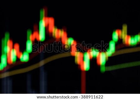 Blur of Stock market chart, Stock market data in blue on LED display concept