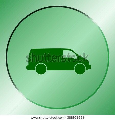Flat paper cut style icon of vehicle. Delivery car symbol vector illustration