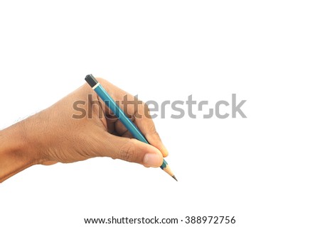 Hand writing pencil on white background