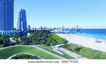 South Pointe, Miami. Aerial view of Miami Beach.