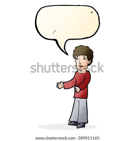 cartoon man explaining with speech bubble