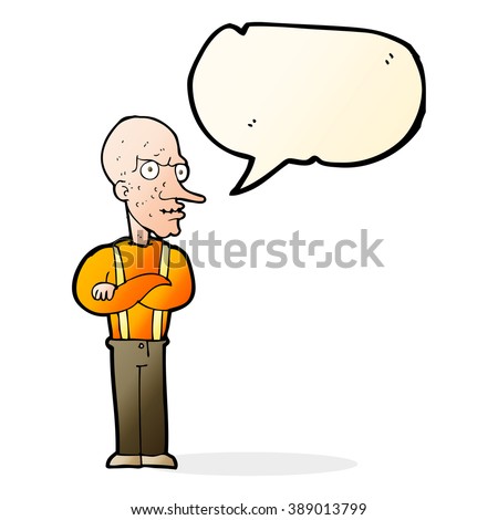 cartoon mean old man with speech bubble