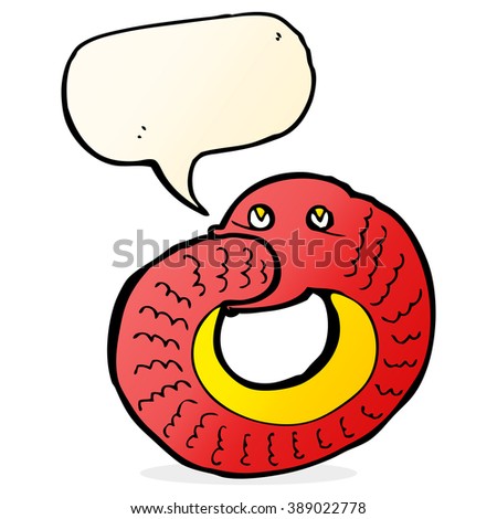 cartoon snake eating own tail with speech bubble