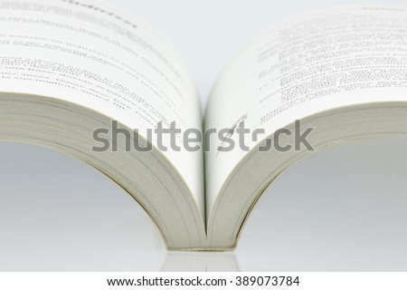 single open book on white background