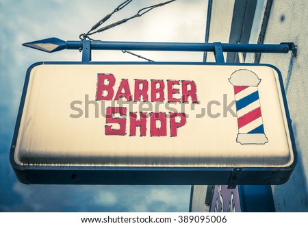 Retro Red And White Vintage Barber Shop Sign