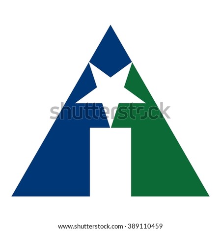 triangle and star logo vector.