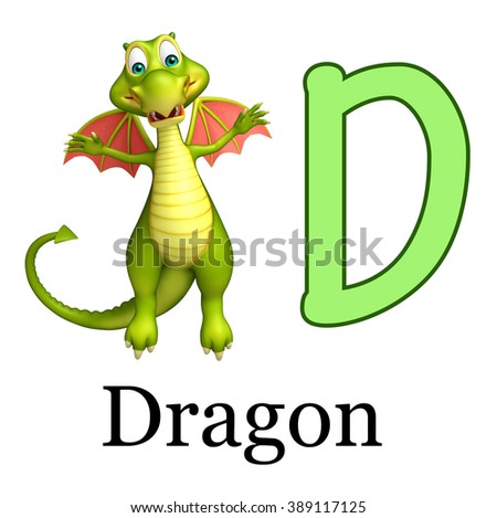 3d rendered illustration of Dragon wild animal with alphabate