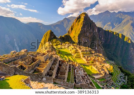 Machu Picchu (Peru, Southa America), a UNESCO World Heritage Site Royalty-Free Stock Photo #389136313