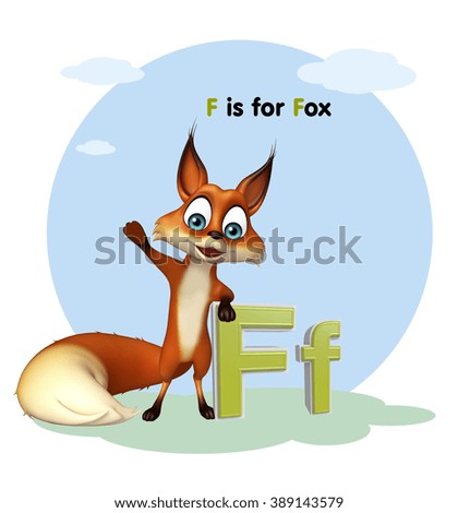 3d rendered illustration of Fox wild animal with alphabate