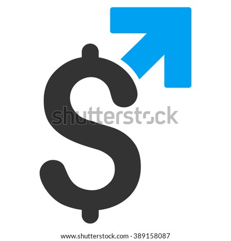 Dollar Growth vector icon. Style is bicolor flat symbol, blue and gray colors, white background.