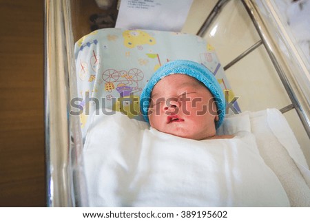 Asian baby newborn in the hospital