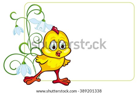 Floral frame with baby chicken