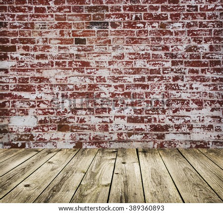 Studio background with brick wall and  timber floor
