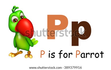 3d rendered illustration of Parrot bird with alphabet