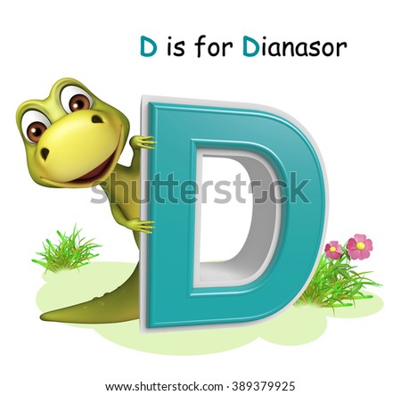 3d rendered illustration of Dinasour wild animal with alphabate