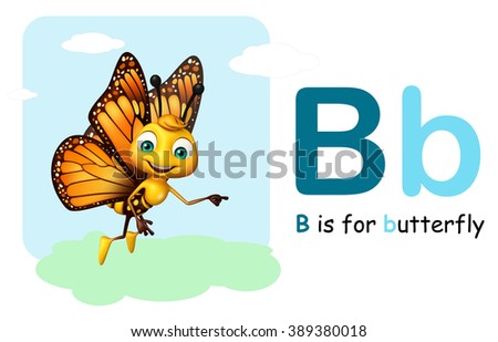 3d rendered illustration of Butterfly with alphabate