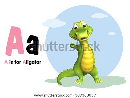 3d rendered illustration of Aligatorl with alphabate