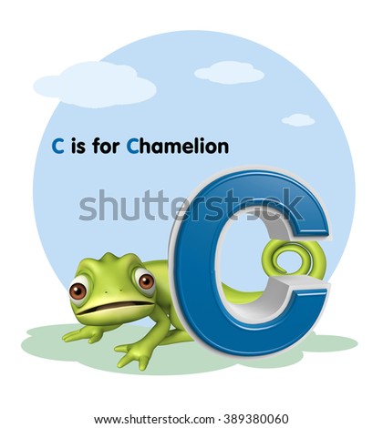 3d rendered illustration of Chamelion wild animal with alphabate