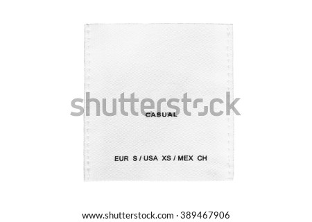 Clothes label lettered casual on white background