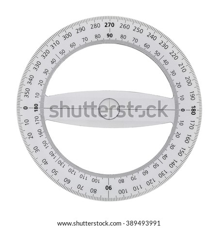 White transparent protractor, isolated on white background