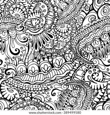 Coloring book page design with pattern. Mandala ethnic ornament. Isolated vector illustration in zentangle style. Headwear or neckwear design.