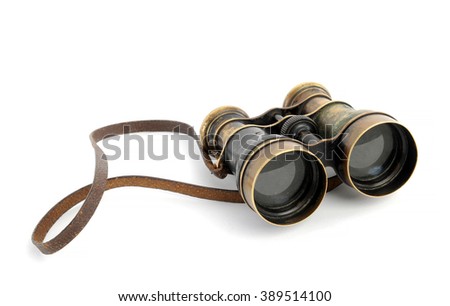 vintage military field glass isolated on white background Royalty-Free Stock Photo #389514100