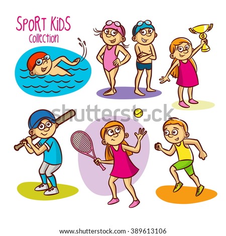 Sport Kids Collection Vector Illustration