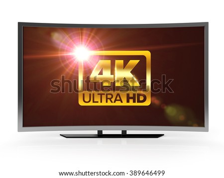 curved 4K ultra high definition led tv isolated white background with clipping path