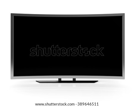 curved ultra hd tv blank screen isolated white background with clipping path