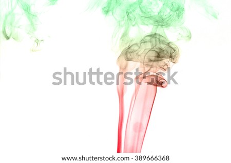 Abstract colorful smoke on white background, smoke background,colorful ink background,red and green smoke,red ,green
