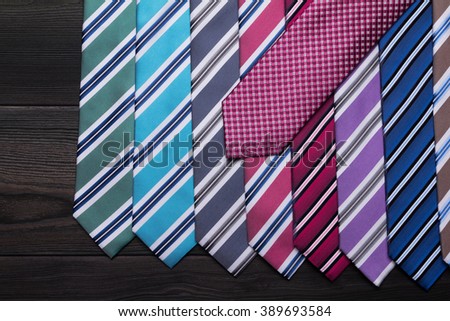 assorted set of neckties on store shelf
