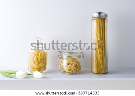 pasta on the shelf Royalty-Free Stock Photo #389714533