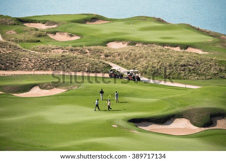 golf resort with the scenery of the sea. summer vacation